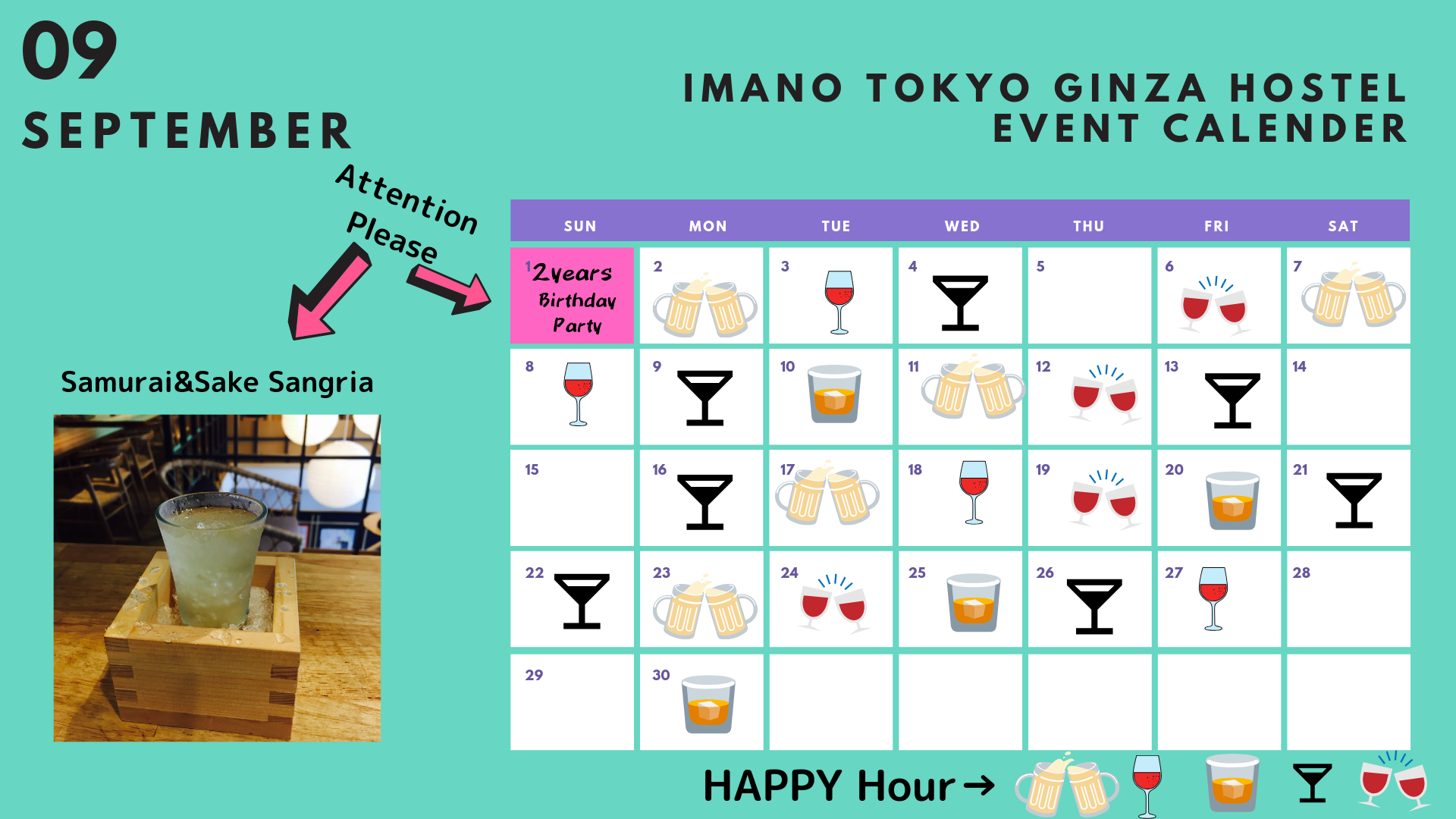 September Event Calender Imano Tokyo Ginza Hostel